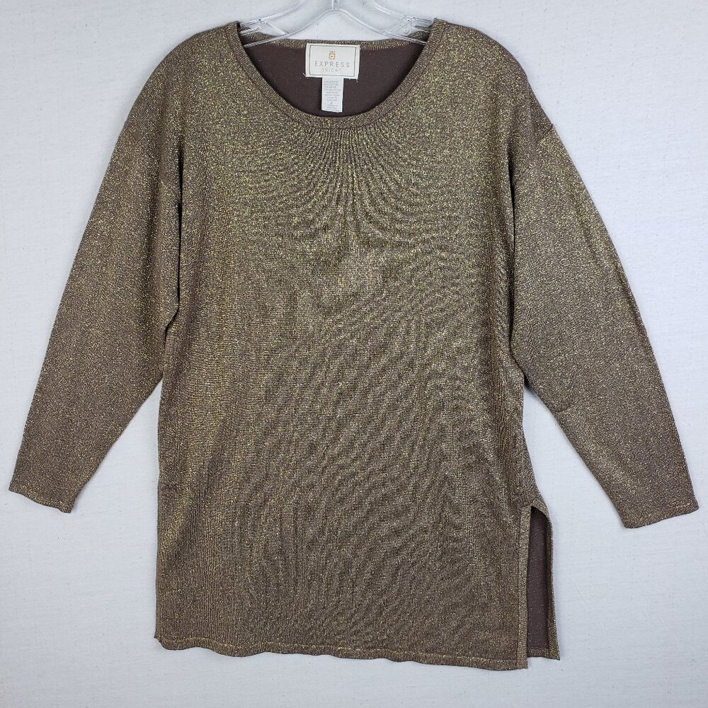 Vintage Express Tricot Metallic Tunic Top Pullover Sweater Oversized size S
